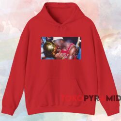 Michael Jordan Hugging Trophy T-shirt 2 Michael Jordan Hugging Trophy T shirt Red Hoodie