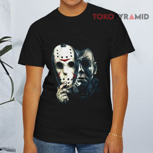 Michael With Jason Mask Black T shirt Michael With Jason Mask Black T shirt