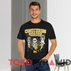 Michigan 2023 Caricatures Shirt Conquering Heroes Shirt Black T shirt