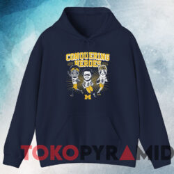Michigan 2023 Caricatures Shirt Conquering Heroes Shirt 3 Michigan 2023 Caricatures Shirt Conquering Heroes Shirt Navy Hoodie