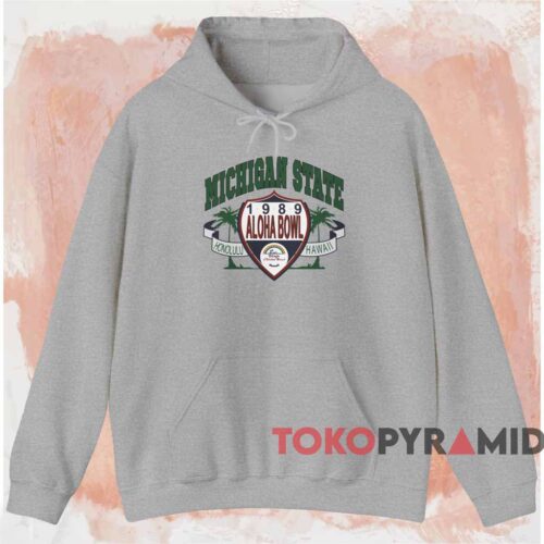 Michigan State University 1989 Aloha Bowl Shirt Grey Hoodie Michigan State University 1989 Aloha Bowl Shirt Grey Hoodie