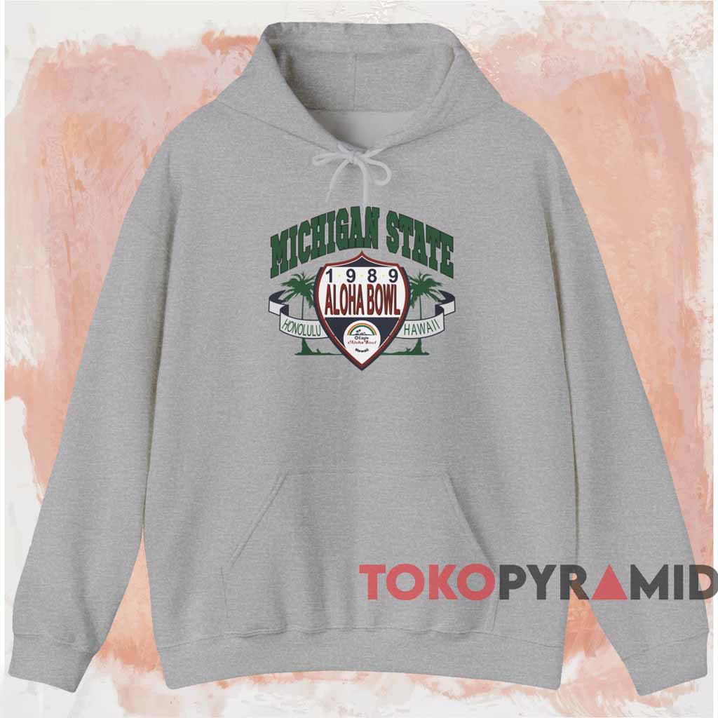 Michigan State University 1989 Aloha Bowl Shirt Grey Hoodie Michigan State University 1989 Aloha Bowl Shirt Grey Hoodie