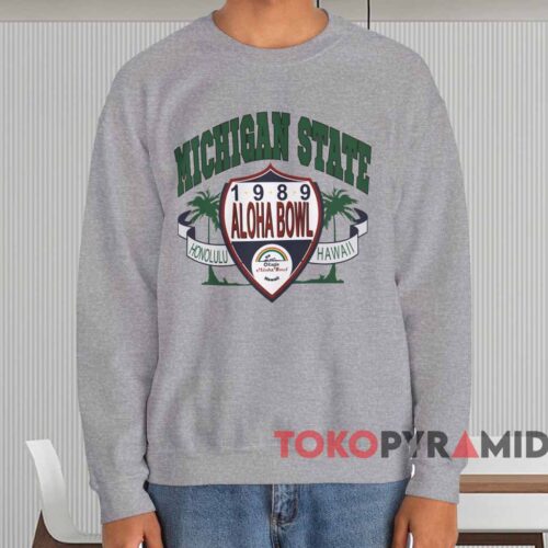 Michigan State University 1989 Aloha Bowl Shirt Grey Sweatshirt Michigan State University 1989 Aloha Bowl Shirt Grey Sweatshirt