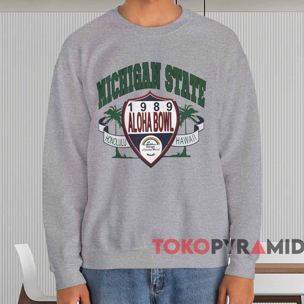 Michigan State University 1989 Aloha Bowl Shirt Grey Sweatshirt Michigan State University 1989 Aloha Bowl Shirt Grey Sweatshirt
