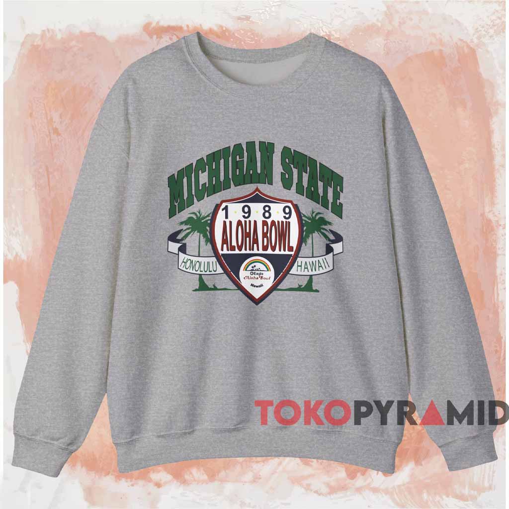 Michigan State University 1989 Aloha Bowl Shirt Grey Sweatshirt Michigan State University 1989 Aloha Bowl Shirt Grey Sweatshirt