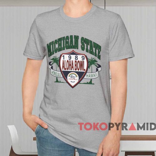 Michigan State University 1989 Aloha Bowl Shirt Grey T shirt Michigan State University 1989 Aloha Bowl Shirt Grey T shirt