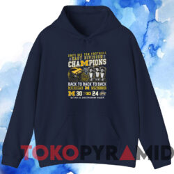 Michigan Wolverines 2023 Big Ten Football Champions T-shirt 3 Michigan Wolverines 2023 Big Ten Football Champions Back 2 Back 2 Back T shirt Navy Hoodie
