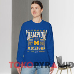 Michigan Wolverines 2024 Rose Bowl Champions Score T-Shirt 2 Michigan Wolverines 2024 Rose Bowl Champions Score T shirt Blue Sweatshirt