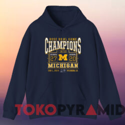 Michigan Wolverines 2024 Rose Bowl Champions Score T-Shirt 3 Michigan Wolverines 2024 Rose Bowl Champions Score T shirt Navy Hoodie