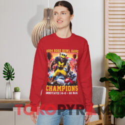 Michigan Wolverines 2024 Rose Bowl Game Champions Undefeated 14-0 Go Blue T-shirt 2 Michigan Wolverines 2024 Rose Bowl Game Champions Undefeated 14 0 Go Blue T shirt Red Sweatshirt