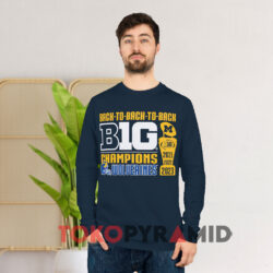 3 Years Back To Back To Back Wolverines Shirt 2 Michigan Wolverines Champions 3 Year Back To Back To Back Wolverines Navy Long sleeved
