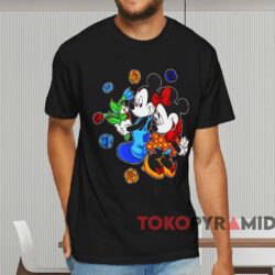 Mickey And Minnie Flowers T shirt Black T shirt
