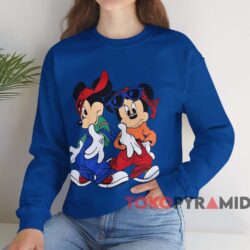 Mickey And Minnie Hip Hop Style T shirt Blue Sweatshirt