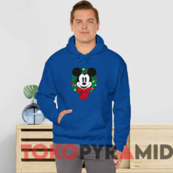 Mickey Mouse Festive Holiday Christmas Wreath T-Shirt 3 Mickey Mouse Festive Holiday Christmas Wreath T shirt Blue Hoodie