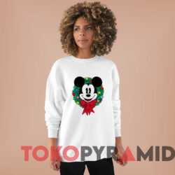 Mickey Mouse Festive Holiday Christmas Wreath T-Shirt 2 Mickey Mouse Festive Holiday Christmas Wreath T shirt White Sweatshirt