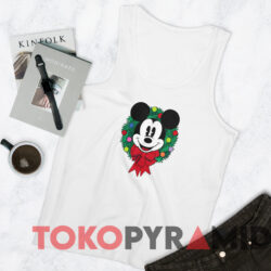 Mickey Mouse Festive Holiday Christmas Wreath T-Shirt 4 Mickey Mouse Festive Holiday Christmas Wreath T shirt White TankTop