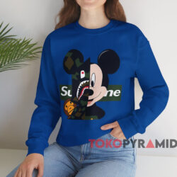 Mickey Mouse Supreme Bape T-shirt 3 Mickey Mouse Supreme Bape T shirt Blue Sweatshirt
