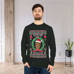 Mike Tyson Kith Me Under The Mithletoe Ugly Christmas Black Long sleeved