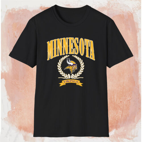 Minnesota Vikings Laurel Crest Shirt Black T shirt Minnesota Vikings Laurel Crest Shirt Black T shirt