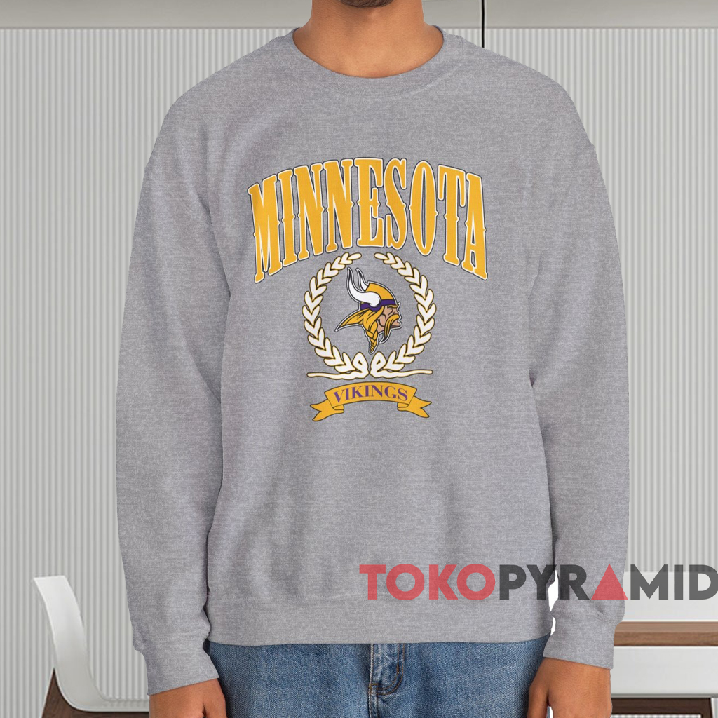 Minnesota Vikings Laurel Crest Shirt Grey Sweatshirt Minnesota Vikings Laurel Crest Shirt Grey Sweatshirt
