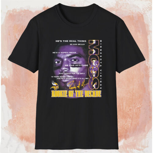 Minnesota Vikings Randy Moss Rookie Of The Decade Shirt Black T shirt Minnesota Vikings Randy Moss Rookie Of The Decade Shirt Black T shirt