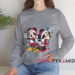 Minnie And Mickey Merry And Bright T shirt Grey Sweatshirt