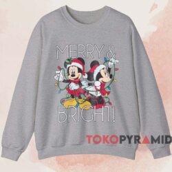 Minnie And Mickey Merry And Bright T shirt Grey Sweatshirt