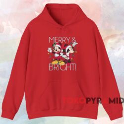 Minnie And Mickey Merry And Bright T shirt Red Hoodie
