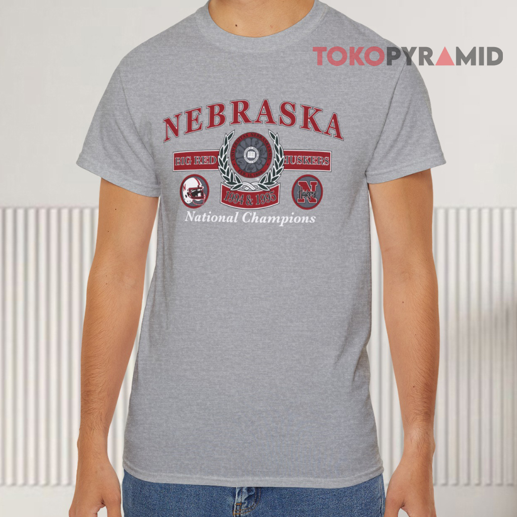 Nebraska Huskers 1994 1995 National Champions Grey T shirt Nebraska Huskers 1994 1995 National Champions Grey T shirt