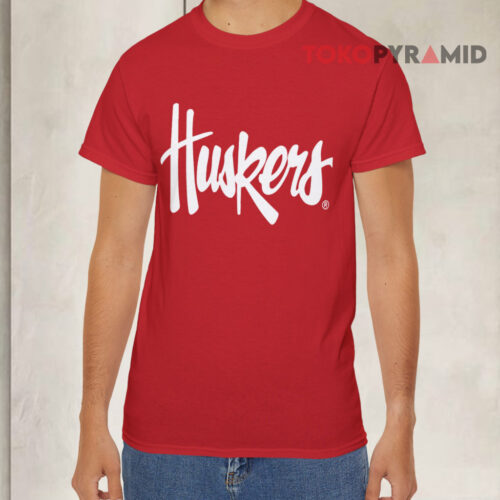 Nebraska Legacy Script Huskers Red T shirt
