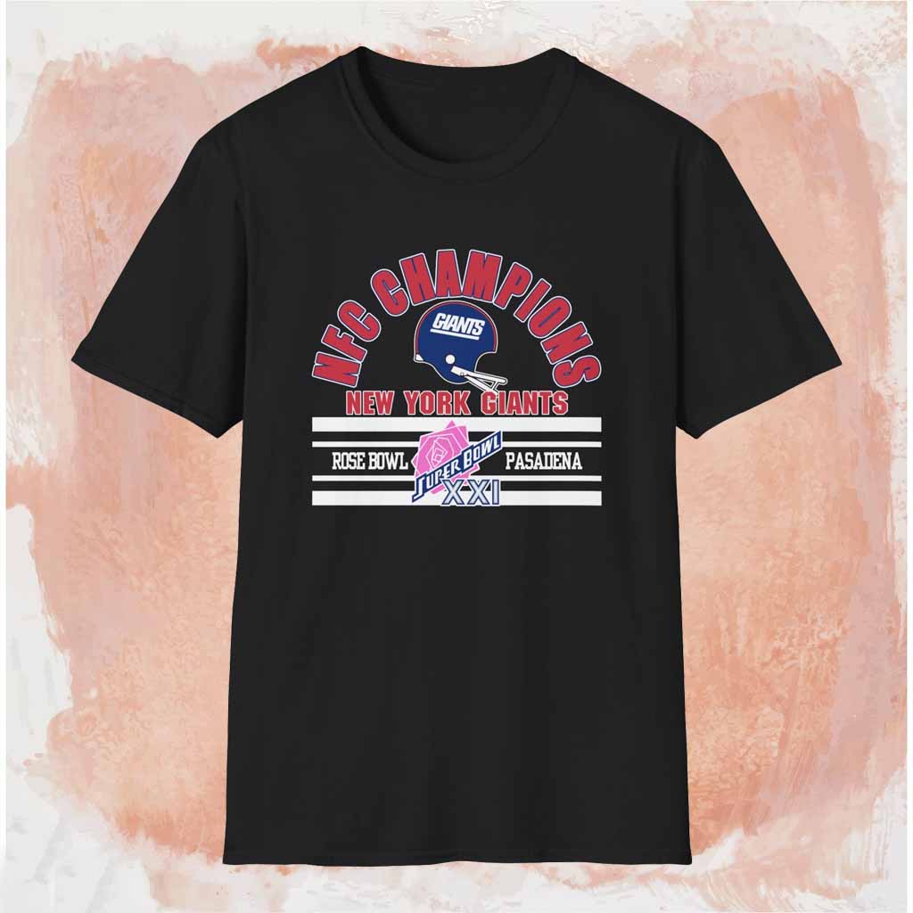 New York Giants Rose Bowl Xxi Nfc Champions Shirt Black T shirt New York Giants Rose Bowl Xxi Nfc Champions Shirt Black T shirt