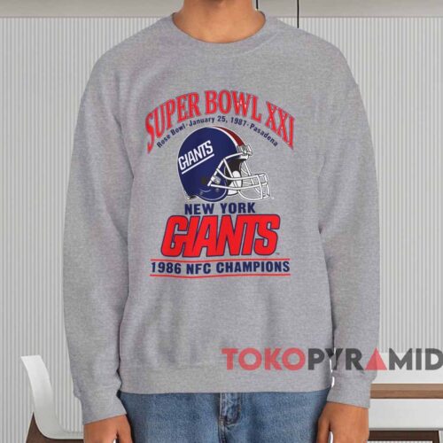 New York Giants Super Bowl Xxi 1986 Nfc Champions Shirt Grey Sweatshirt