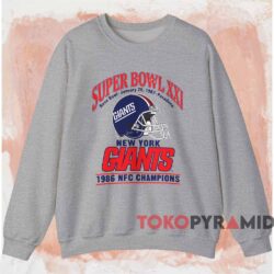 New York Giants Super Bowl Xxi 1986 Nfc Champions Shirt Grey Sweatshirt