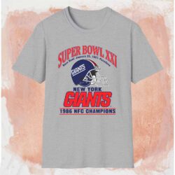 New York Giants Super Bowl Xxi 1986 Nfc Champions Shirt Grey T shirt