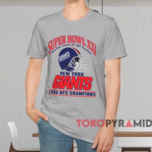 New York Giants Super Bowl Xxi 1986 Nfc Champions Shirt Grey T shirt
