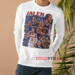 New York Knicks 11 Jalen Brunson Shirt 4 New York Knicks 11 Jalen Brunson White Long sleeved