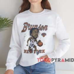 New York Knicks Jalen Brunson Signature Cartoon T-shirt 4 New York Knicks Jalen Brunson Signature Cartoon T shirt White Sweatshirt