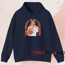 New York Knicks Jalen Brunson The Magic Is In The Work T-shirt 2 New York Knicks Jalen Brunson The Magic Is In The Work T shirt Navy Hoodie