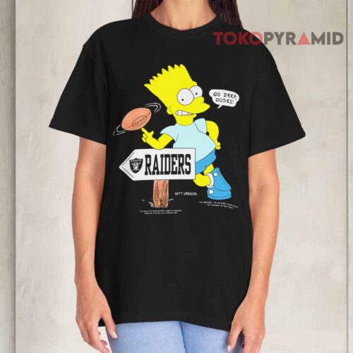 Nfl Raiders Bart Simpson Cartoon Black T shirt