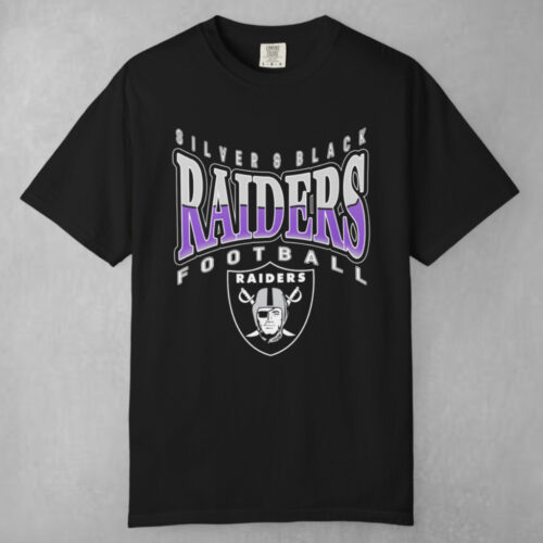 Nfl Raiders Silver & Black Football T shirt Nfl Raiders Silver & Black Football T shirt