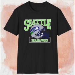 Nfl Seattle Seahawks Helmet Shirt Black T shirt
