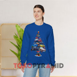 Nice Mustang Car Christmas Tree Blue Sweatshirt
