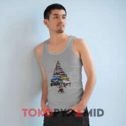 Nice Mustang Car Christmas Tree Grey Tank Top