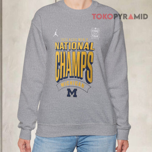 Nike Michigan Wolverines 2026 Ncaa Basketball National Champions Grey Sweatshirt Nike Michigan Wolverines 2026 Ncaa Basketball National Champions Grey Sweatshirt