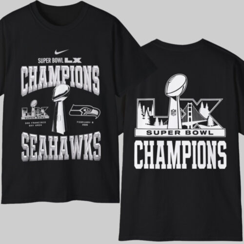 Nike Seattle Seahawks Super Bowl Lx Champions Black T shirt