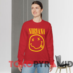 Nirvana Smiley Face T-shirt 2 Nirvana Smiley Face T shirt Red Sweatshirt