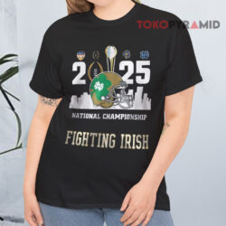 Notre Dame Fighting Irish 2025 National Championship Skyline Helmet Logo Football Black T shirt