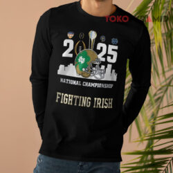 Notre Dame Fighting Irish 2025 National Championship Skyline Helmet Logo Football Shirt 4 Notre Dame Fighting Irish 2025 National Championship Skyline Helmet Logo Football Long sleeved