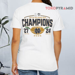 Notre Dame Fighting Irish College Football Playoff 2025 Orange Bowl Champions Huddle Up Shirt 3 Notre Dame Fighting Irish College Football Playoff 2025 Orange Bowl Champions Huddle Up T shirt Back