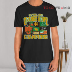 Notre Dame Fighting Irish College Football Playoff 2025 Orange Bowl Champions Victory Ahead Black T shirt